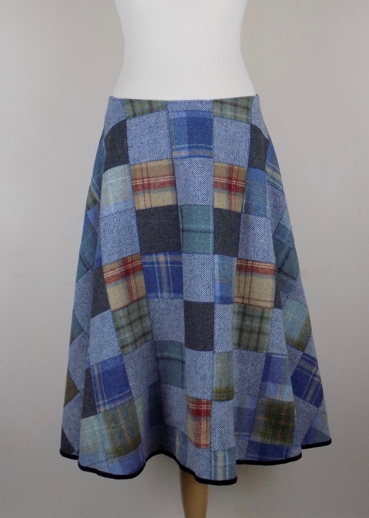 Patchwork woolen skirt - Blue