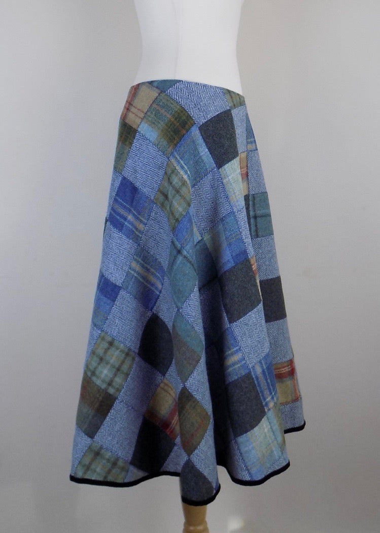 Patchwork woolen skirt - Blue
