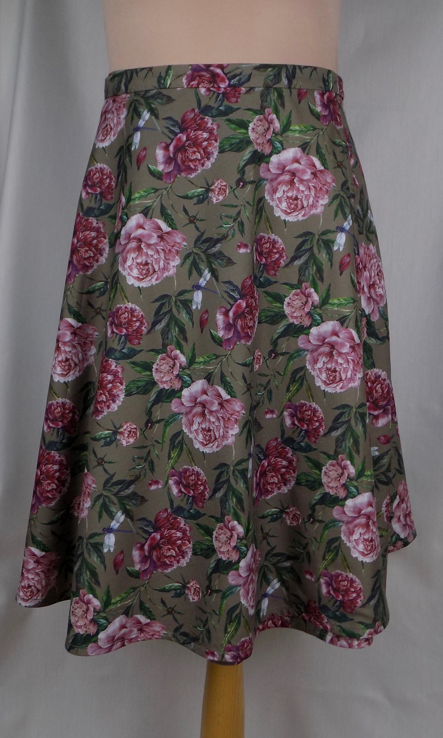 Cotton wrap skirt - Peony on taupe