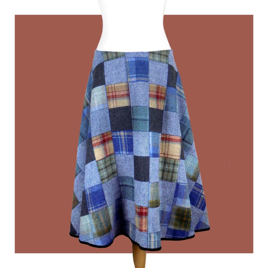 Patchwork woolen skirt - Blue
