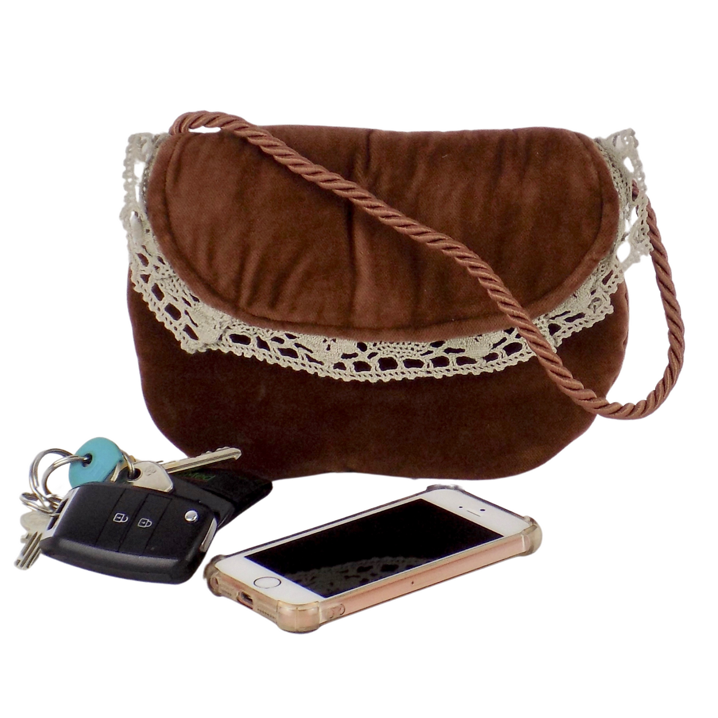 Velvet purse in brown