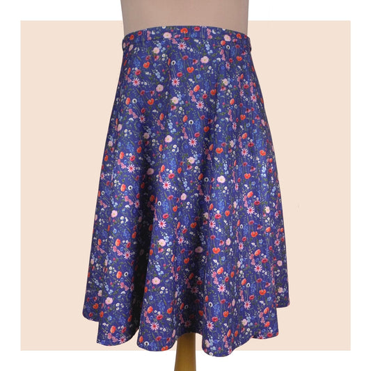 Cotton wrap skirt - Meadow on navy