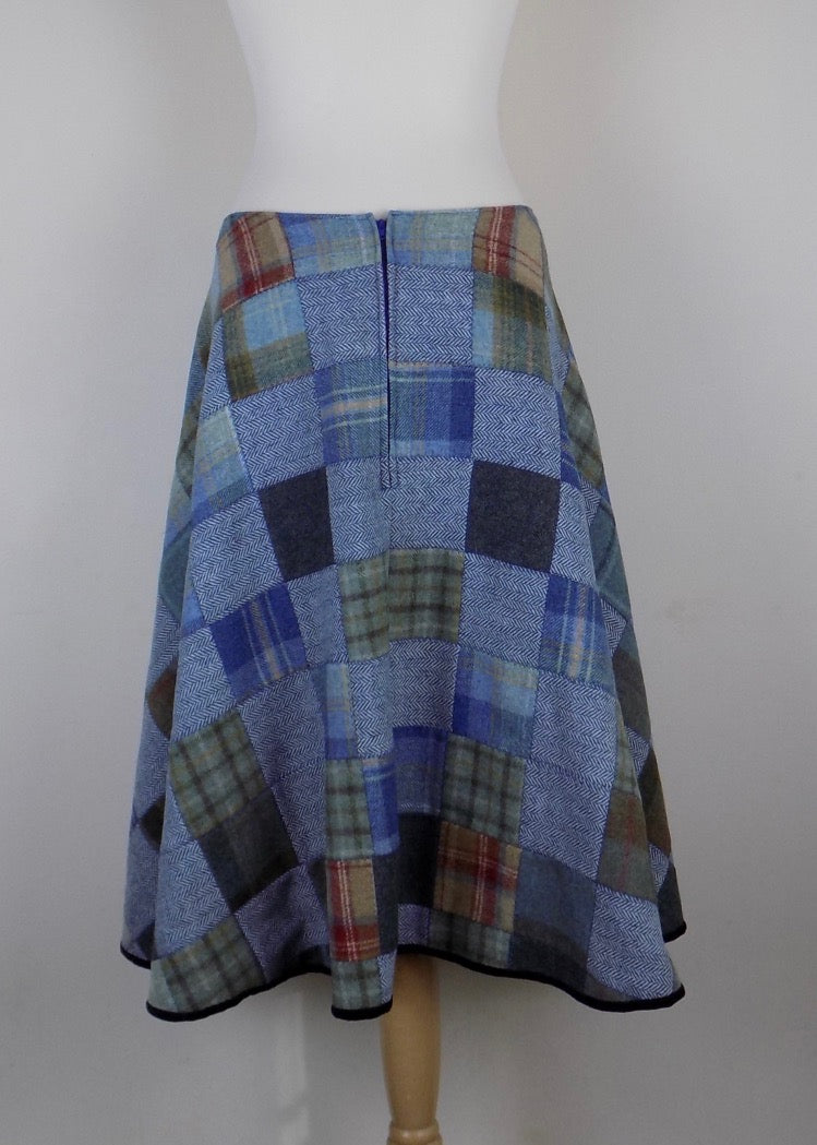 Patchwork woolen skirt - Blue