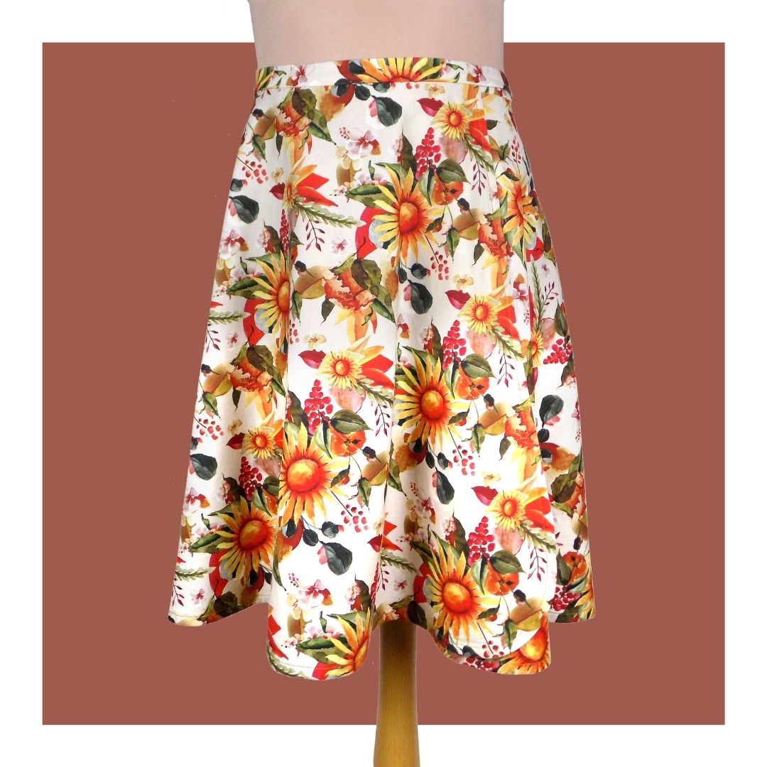 Cotton skirt - Sunflowers on cream